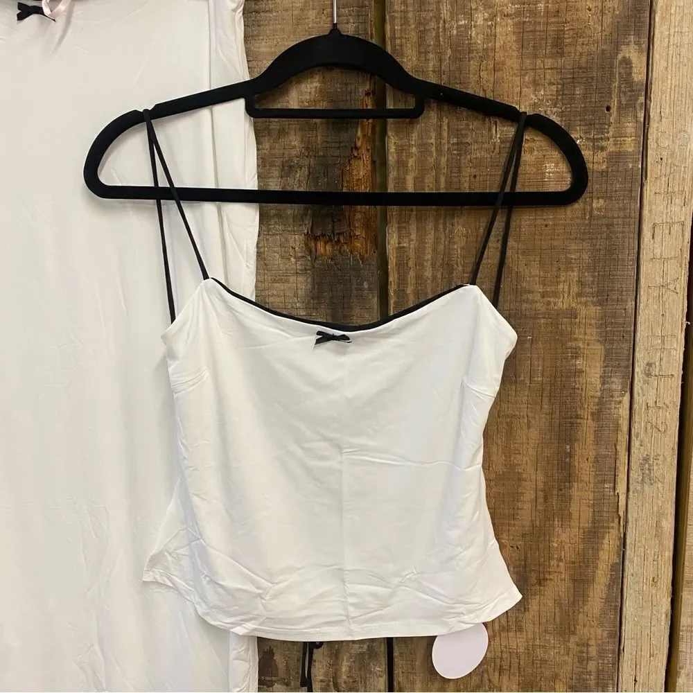 NWT More To Come Koral Maxi Skirt Set White tank stretch Y2K Revolve M - Picture 8 of 11